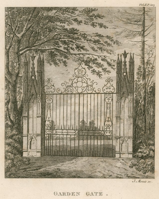 Puerta del jardín en Strawberry Hill, Twickenham, Londres de English School