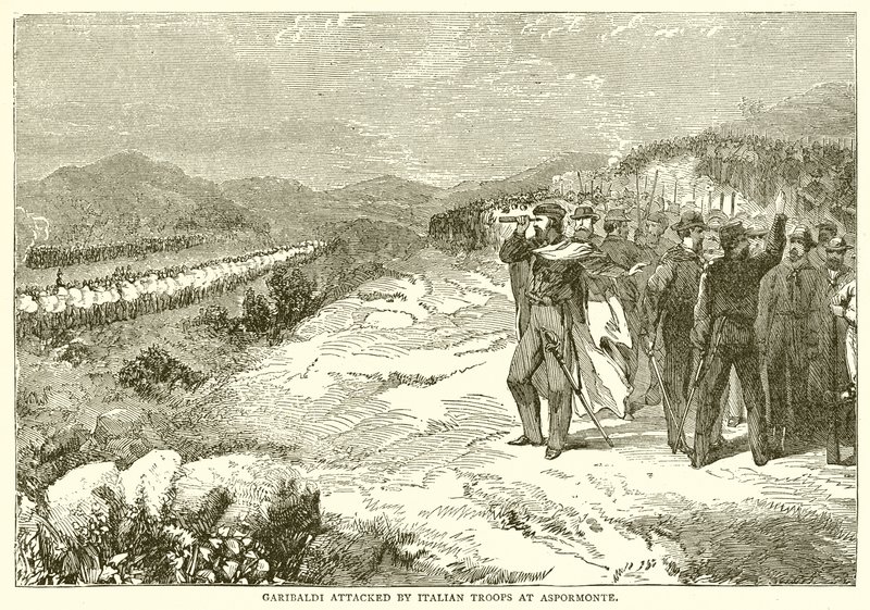 Garibaldi atacado por tropas italianas en Aspromonte de English School