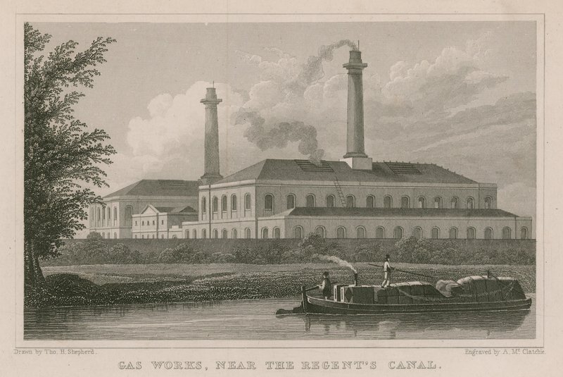 Trabajos de Gas cerca del Canal de los Regentes, Londres de English School
