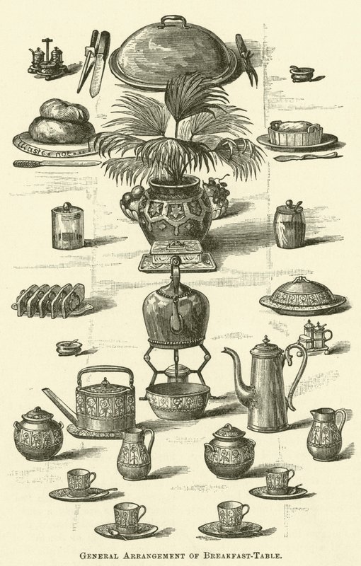 Disposición general de la mesa del desayuno (grabado) de English School