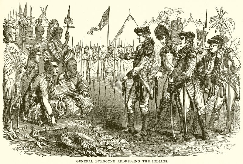El General Burgoyne dirigiéndose a los indios de English School
