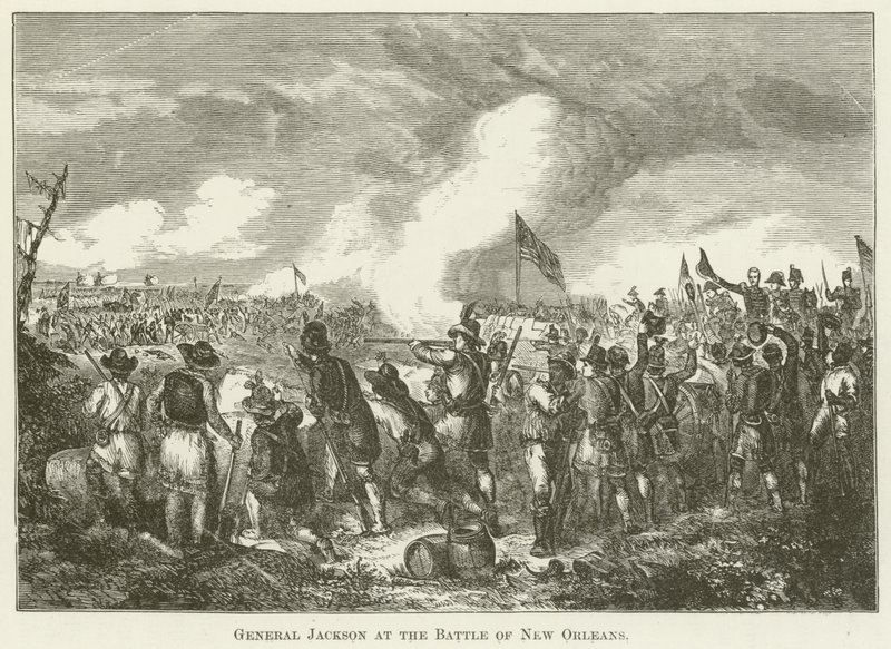 General Jackson en la batalla de Nueva Orleans de English School