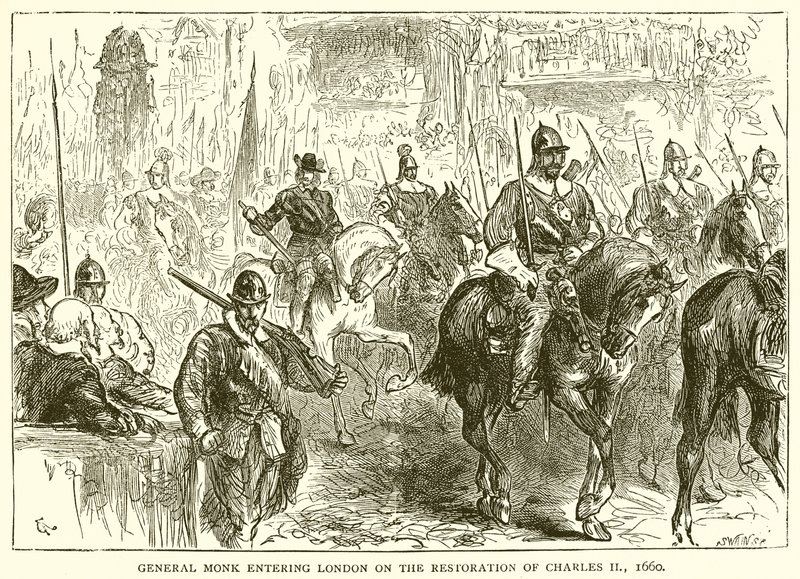 El General Monk entrando en Londres en la Restauración de Carlos II, 1660 de English School