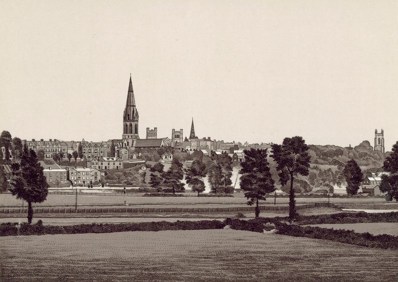 Vista general de Exeter (litografía) de English School