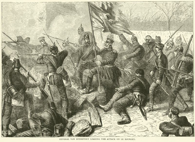 General Von Budretzky liderando el ataque en Le Bourget, octubre 1870 de English School