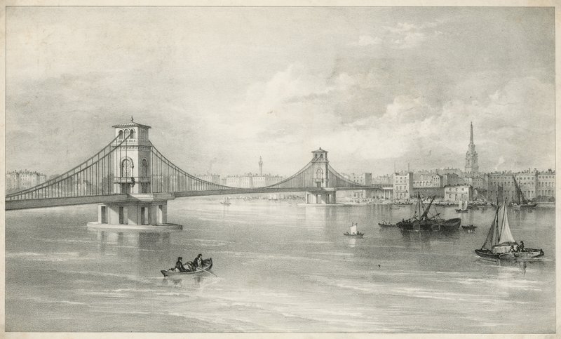 Vista general del Puente Colgante de Hungerford y Lambeth de English School