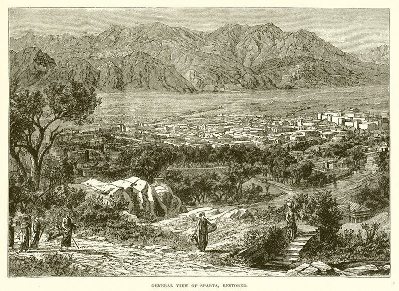 Vista general de Esparta, restaurada de English School