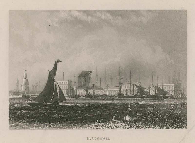 Vista general de los barcos en el Río Támesis en Blackwall de English School