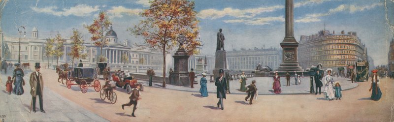 Vista general de la esquina sureste de Trafalgar Square de English School