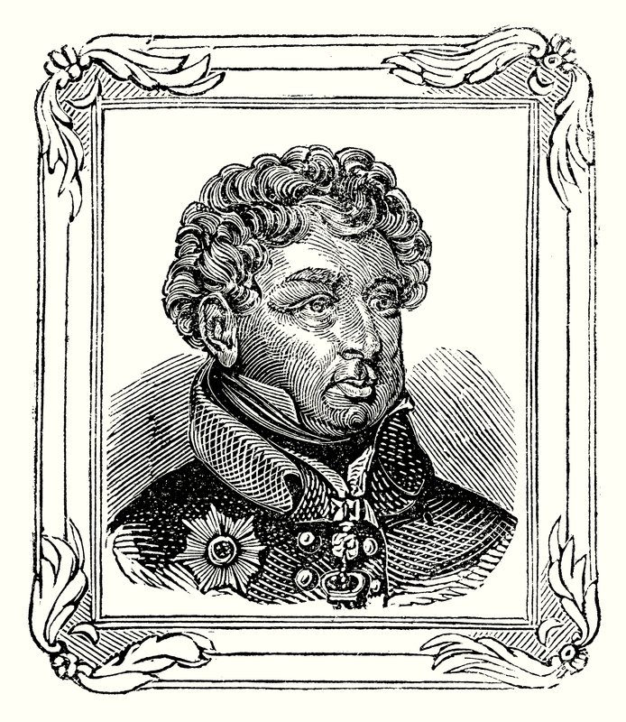 Jorge Augusto Federico IV, hijo de Jorge III nació el 12 de agosto de 1762; proclamado el 31 de enero de 1820; y coronado el 19 de julio de 1821 (grabado) de English School