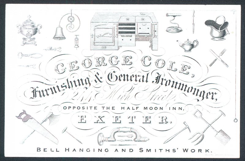 George Cole, ferretero y proveedor general, tarjeta comercial de English School
