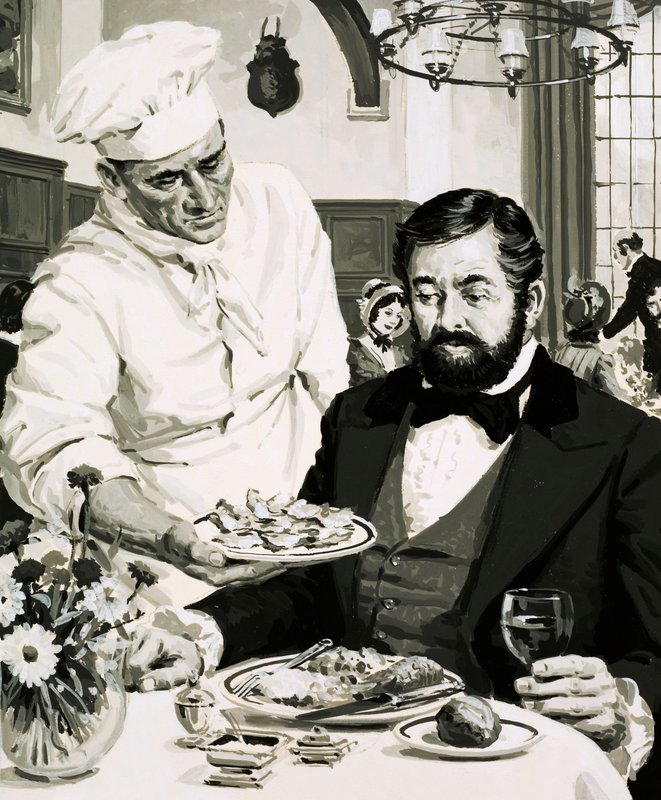 George Crum, inventor de la patata frita, presenta su creación de English School