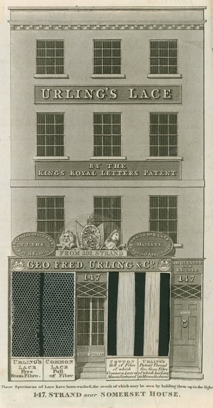 George Frederick Urling & Co, vendedores de encajes, 147 Strand, cerca de Somerset House, Londres de English School