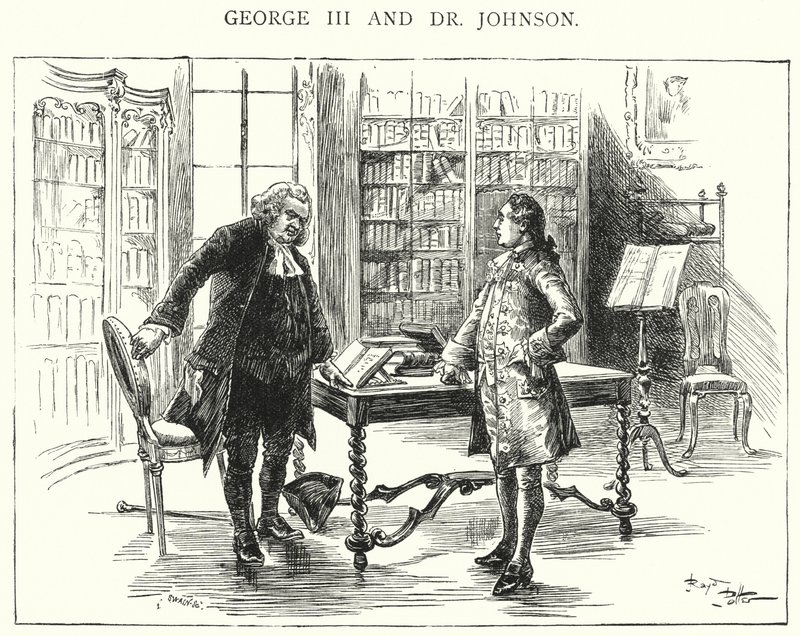 Jorge III y el Dr. Johnson (grabado) de English School