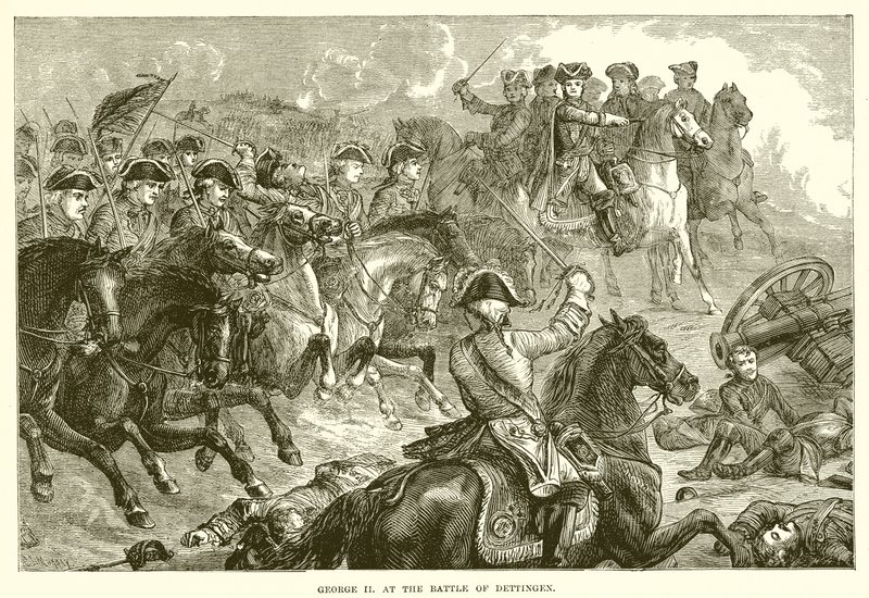 Jorge II en la batalla de Dettingen de English School
