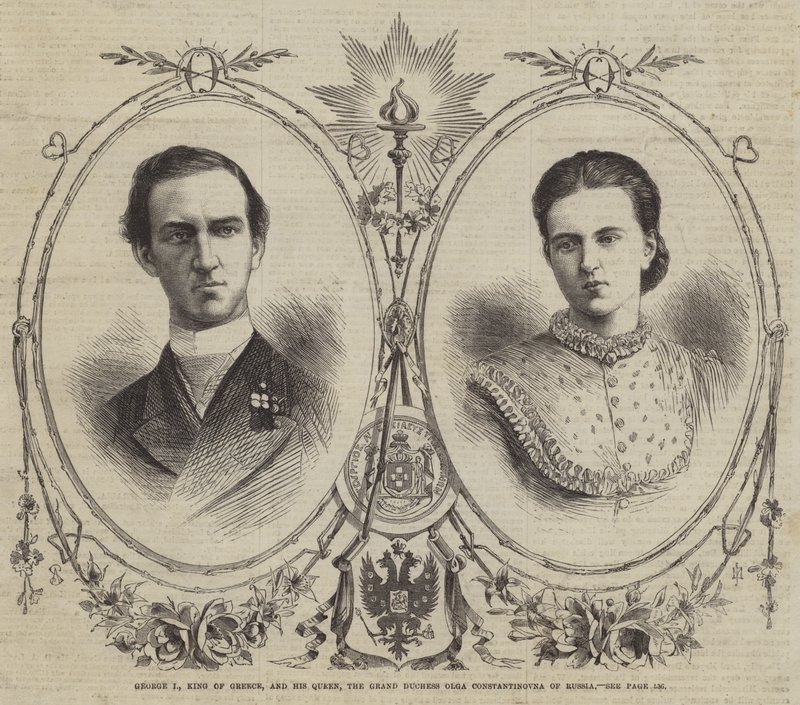 Jorge I, Rey de Grecia, y su Reina, la Gran Duquesa Olga Constantinovna de Rusia de English School