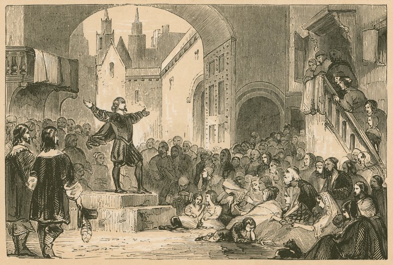 George Wishart predicando en Dundee durante la Peste de English School