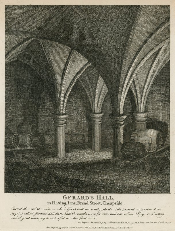 Salón de Gerard en Basing Lane, Bread Street, Cheapside de English School