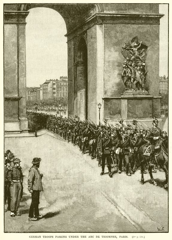 Tropas alemanas pasando bajo el Arco de Triunfo, París de English School