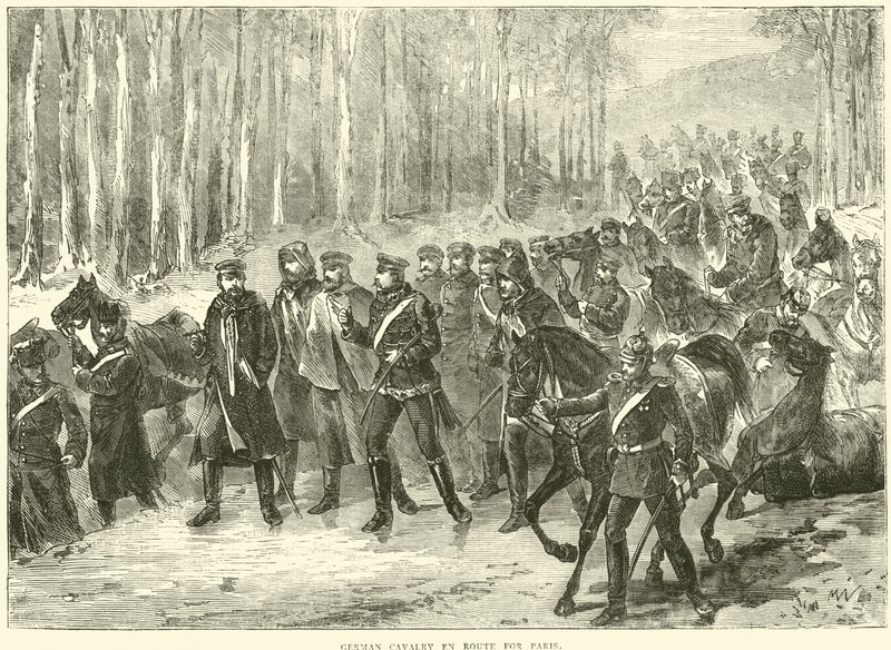 Caballería alemana en ruta hacia París, octubre de 1870 de English School