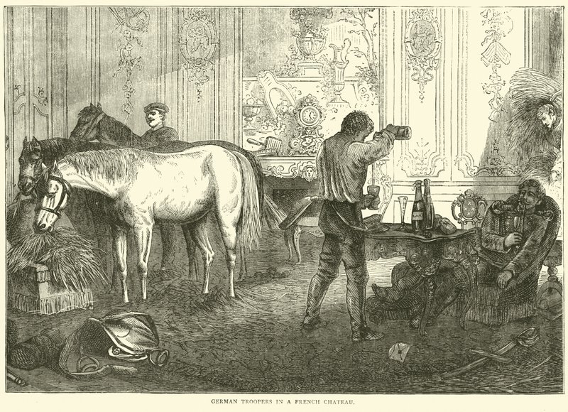 Soldados alemanes en un castillo francés, septiembre 1870 de English School