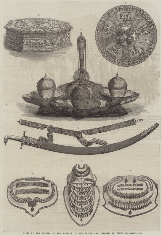 Regalos de los príncipes del Punjab al Príncipe y la Princesa de Gales de English School