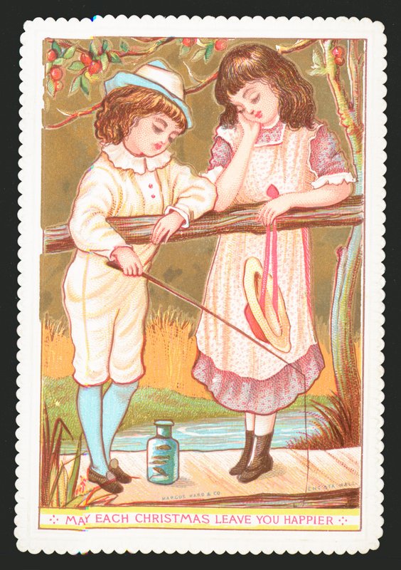 Niña y niño pescando con caña de English School