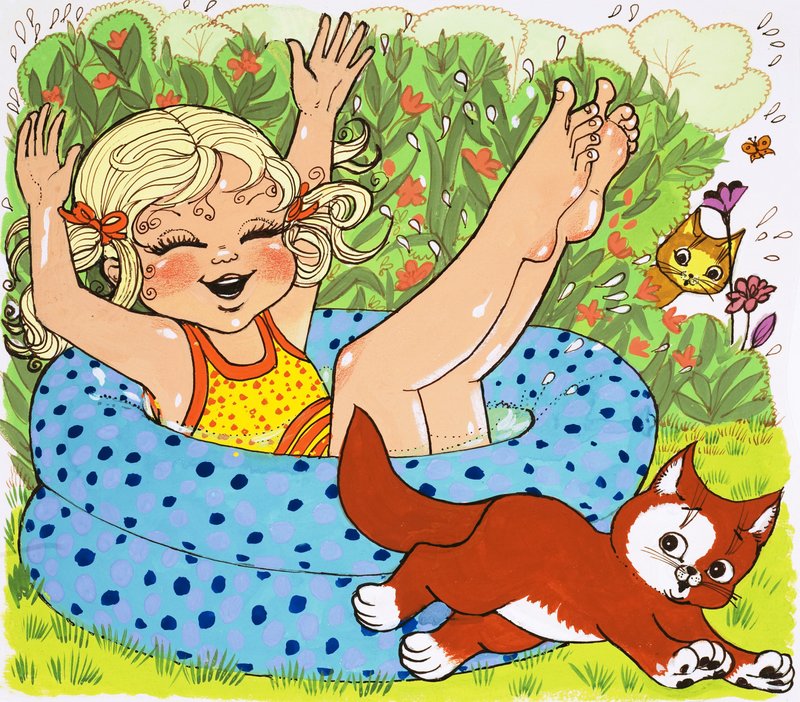 Niña disfrutando en la piscina infantil de English School