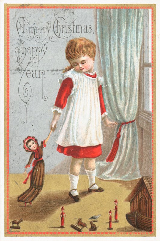 Niña jugando con muñeca y arca de English School