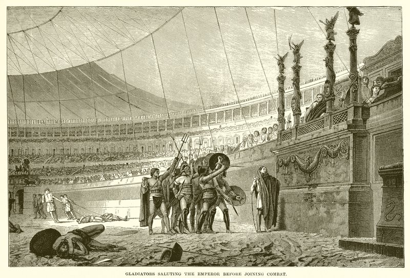 Gladiadores saludando al emperador antes de entrar en combate de English School