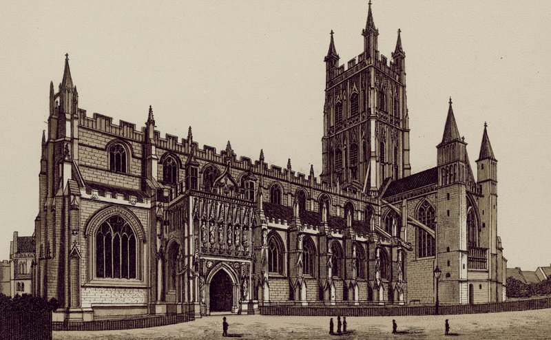 Catedral de Gloucester, desde el suroeste (litografía) de English School
