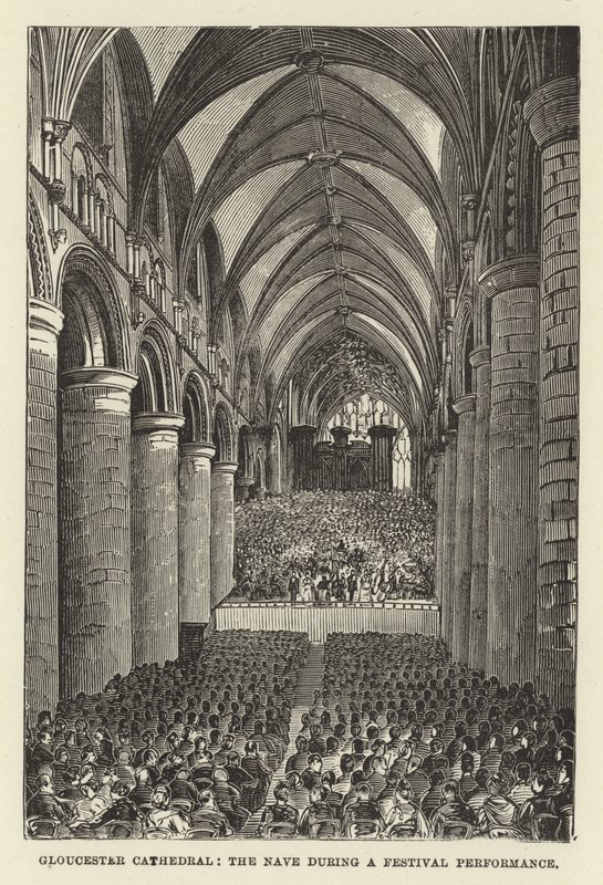 Catedral de Gloucester, la nave durante una actuación de festival de English School