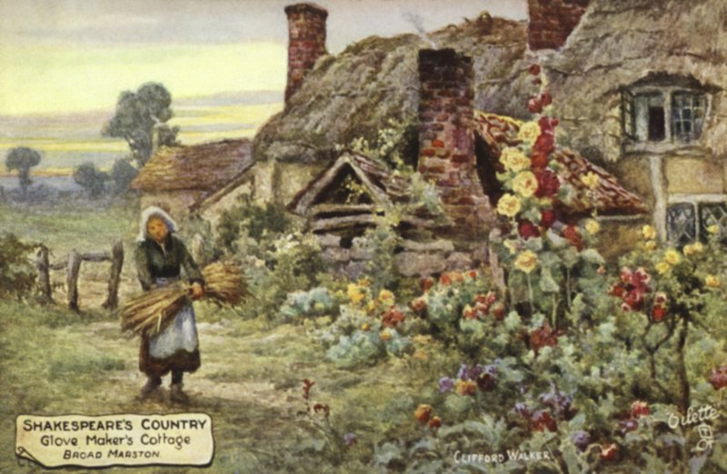 Cabaña de los fabricantes de guantes, Broad Marston, Worcestershire de English School