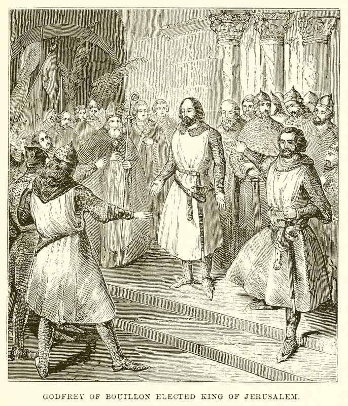 Godofredo de Bouillón elegido rey de Jerusalén de English School
