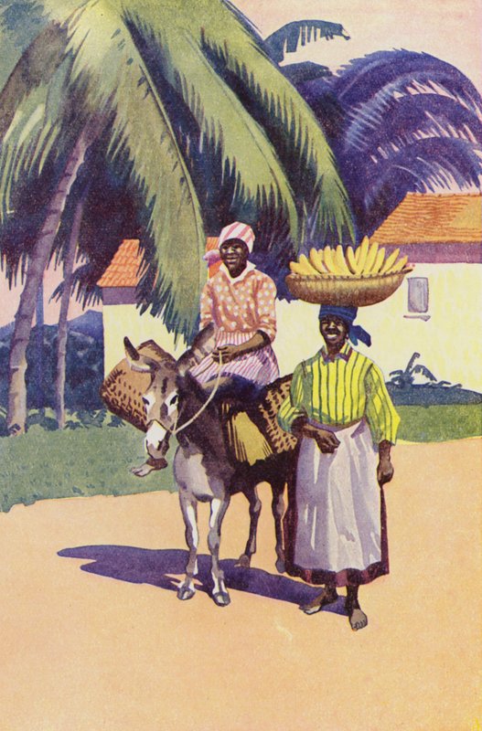 Going to Market, Jamaica (litografía en color) de English School
