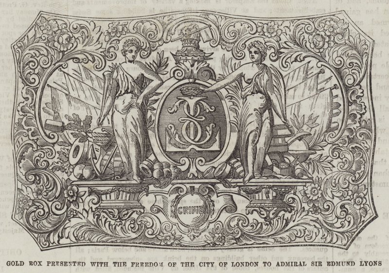 Caja de oro presentada con la libertad de la Ciudad de Londres al Almirante Sir Edmund Lyons de English School