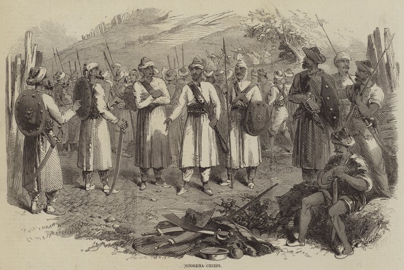Jefes gurkhas (grabado) de English School