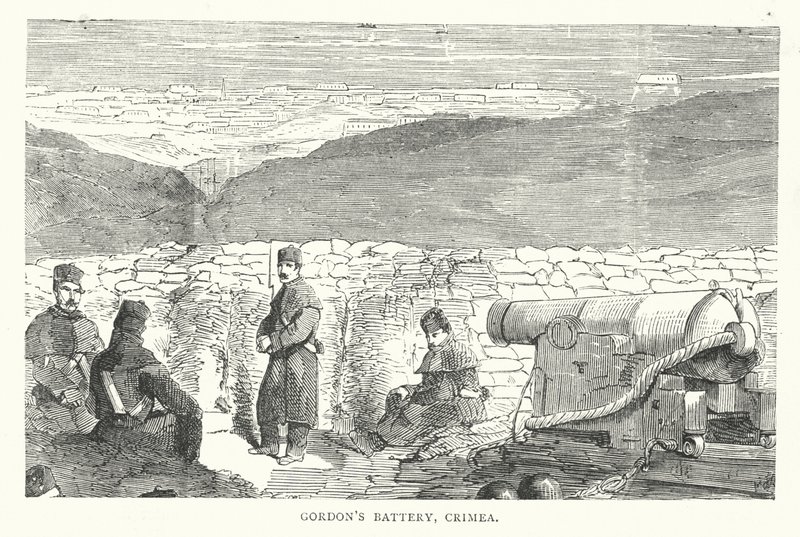 Batería de Gordon, Crimea (grabado) de English School