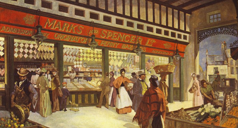 Grainger Market Hall Bazaar Newcastle, aún existe en su forma original, 1895 de English School
