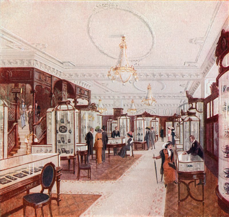 Gran salón del Palacio de Joyas de Stewart Dawson en Regent Street de English School