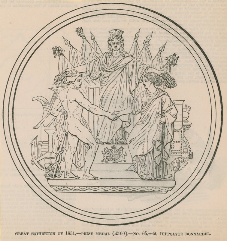 Gran Exposición de 1851 - medalla de premio (£100), otorgada a M Hippolyte Bonnardel de English School