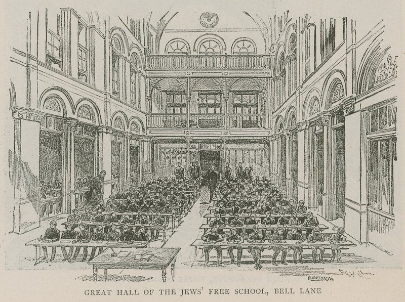 Gran Salón de la Escuela Libre Judía, Bell Lane, Londres de English School