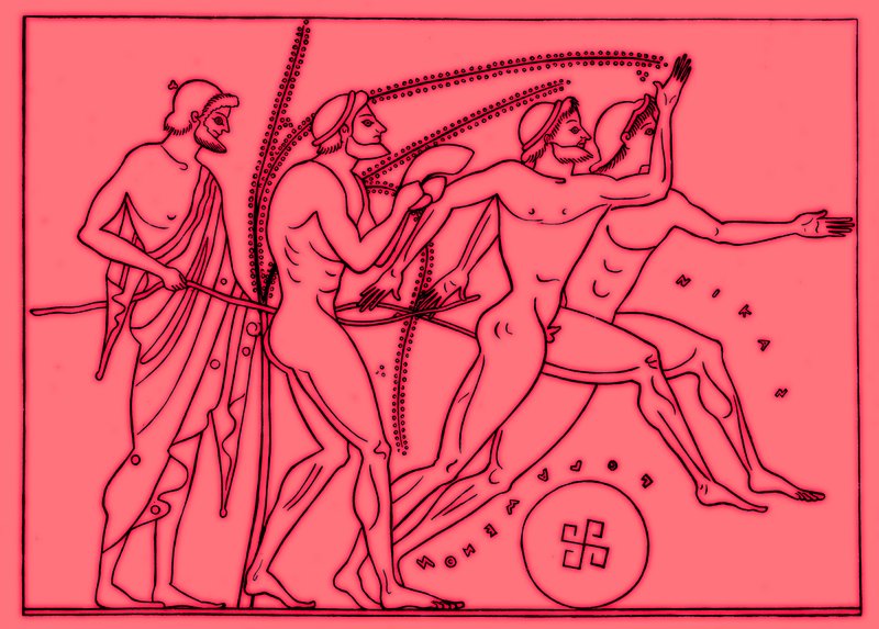 Corredores griegos, ilustración para Olympia por Adolf Boetticher, 1886 (imagen mejorada digitalmente) de English School