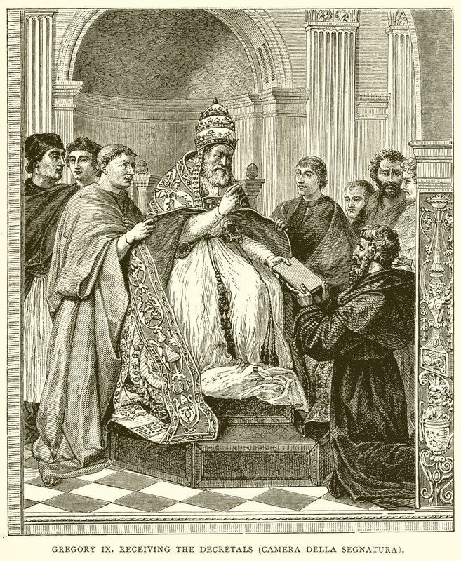 Gregorio IX recibiendo los Decretales (Camera Della Segnatura) de English School