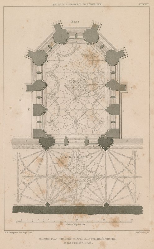 Plano de la Capilla de la Capilla Mayor, Capilla de San Esteban, Palacio de Westminster de English School