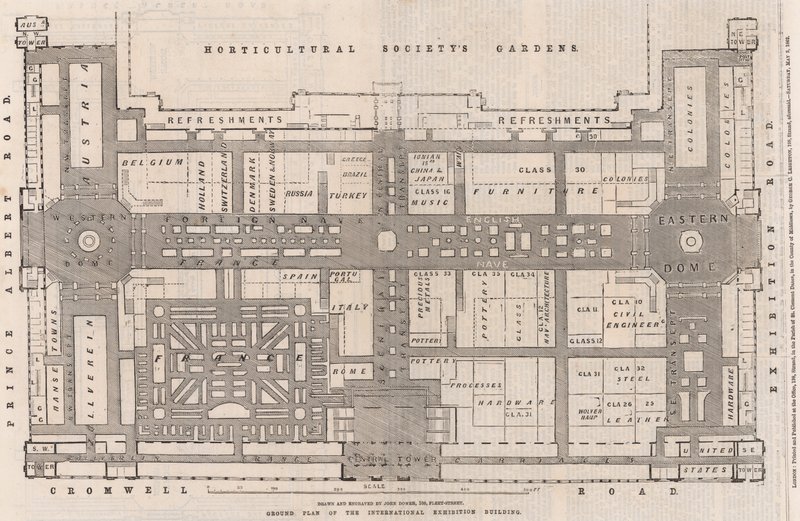 Plano del edificio de la Exposición Internacional de English School