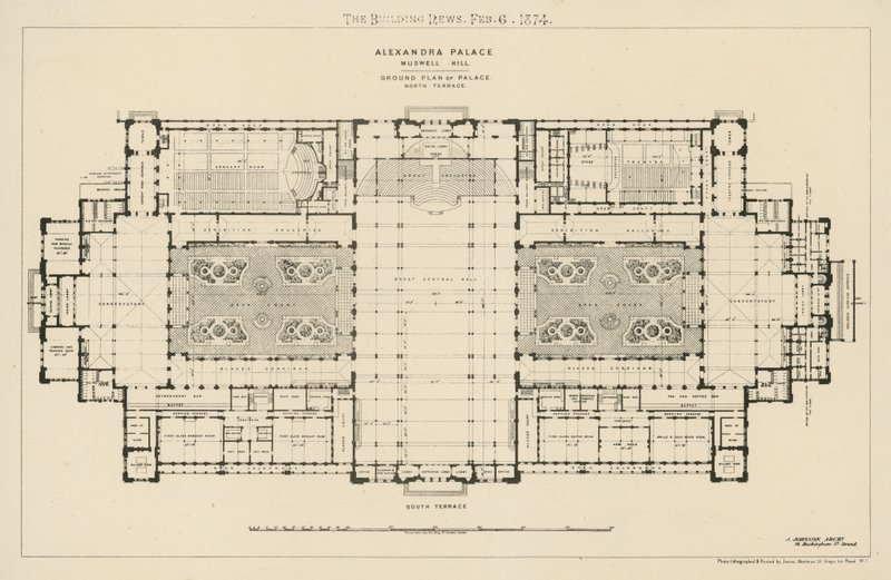 Plano del suelo de la terraza norte del Alexandra Palace de English School