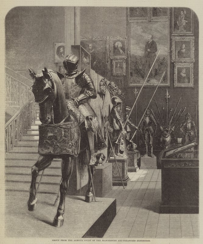 Grupo de la Corte de Armaduras de la Exposición de Tesoros de Arte de Manchester (grabado) de English School