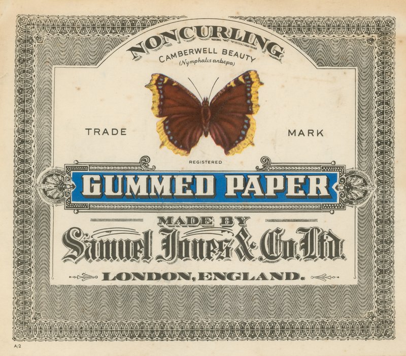 Papel engomado, hecho por Samuel Jones & Co Ltd, Londres de English School