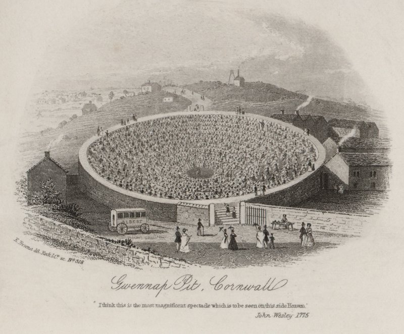 Gwennap Pit, Cornualles, donde John Wesley predicó en numerosas ocasiones entre 1762 y 1789 de English School